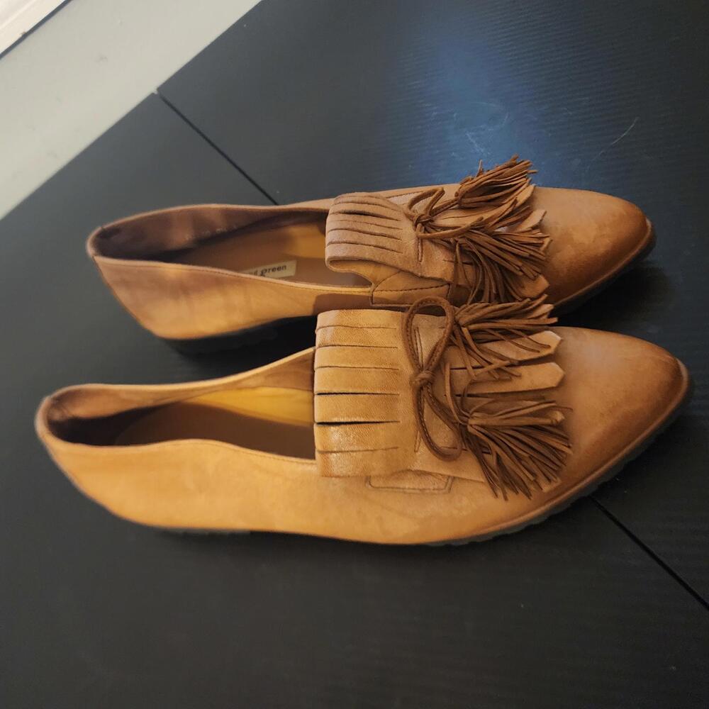 Paul Green Tan Fringe Tassel Leather Loafers